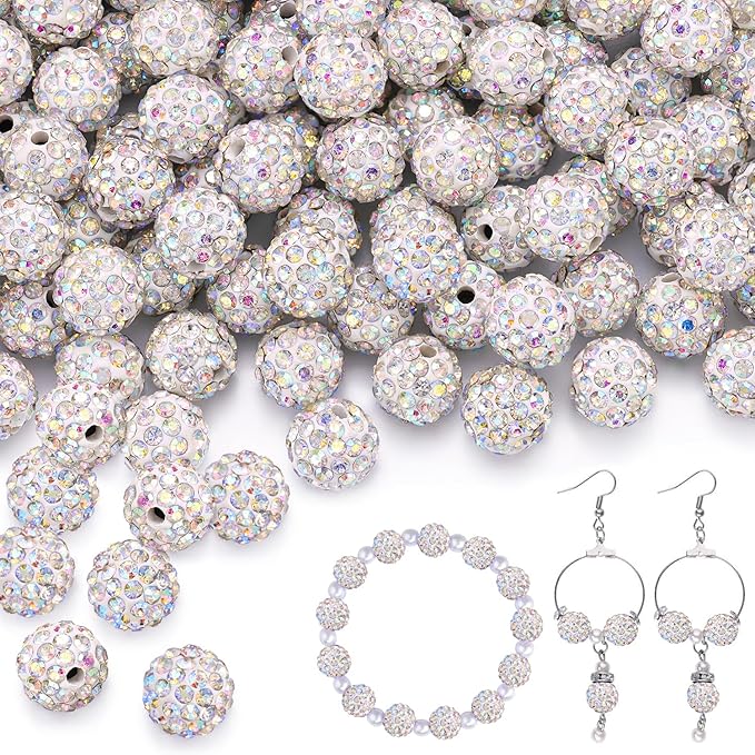200pcs 10mm Crystal AB Rhinestone Beads by TINKRSTUFF
