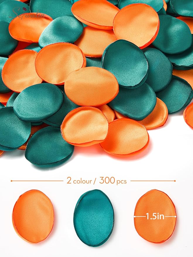 Serwalin 300Pcs Silk Rose Petals Fake Flower Petals Green Orange Artificial - Image 6