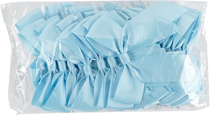 3.5" Blue Bow Satin Pre-Tied Bows - Image 8