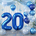 Dark Blue 20" Number 20 Balloon, Metallic Light Navy Blue Silver Confetti by Lingqiang