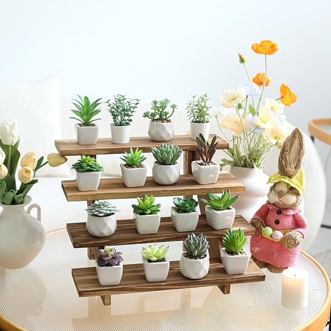 Swallowliving 2pcs Wooden Rustic Cupcake Stand - Image 8