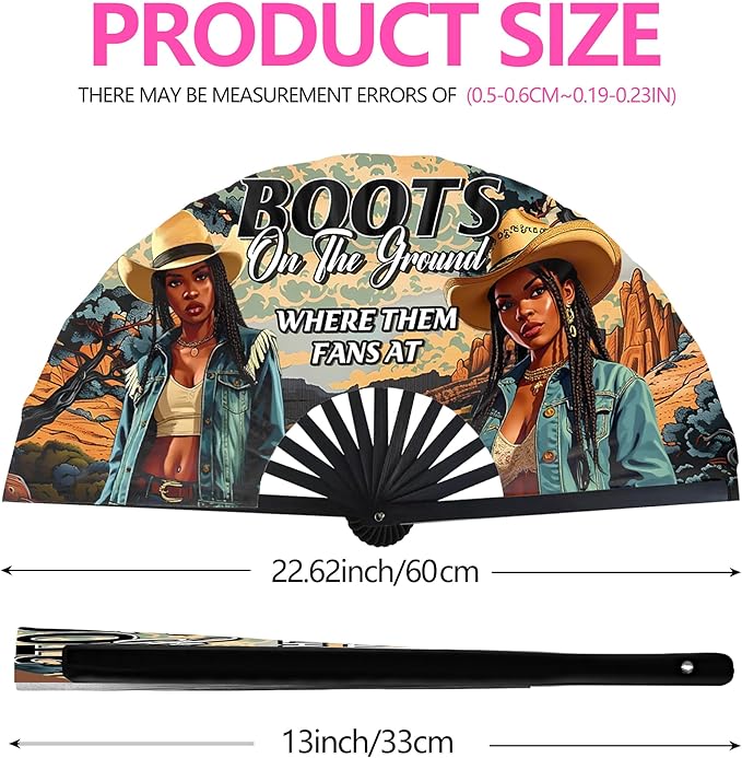 Boots On The Ground Hand Fan, Where Them Fans At Folding Fans, Clapping - Image 3