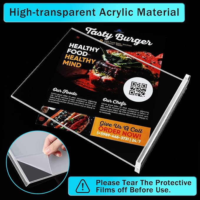8 Pack Acrylic Sign Holder 8.5 x 11 Vertical - Image 4