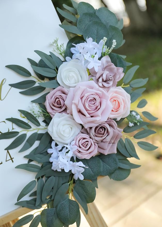 Artificial Dusty Rose Wedding Arch Flowers Swags Set of 2 - Image 5