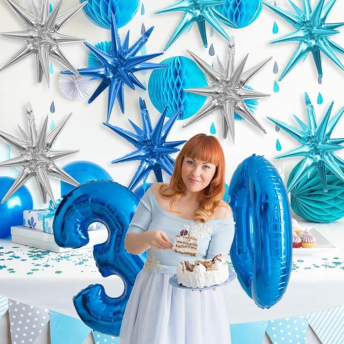 Blue Silver Star Balloons - Image 6