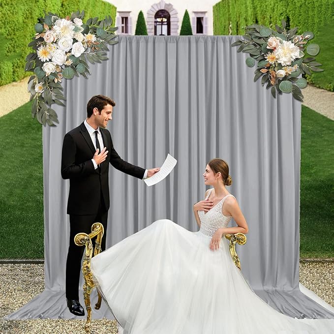 10ft x 10ft Dark Grey Backdrop Curtains - Image 5