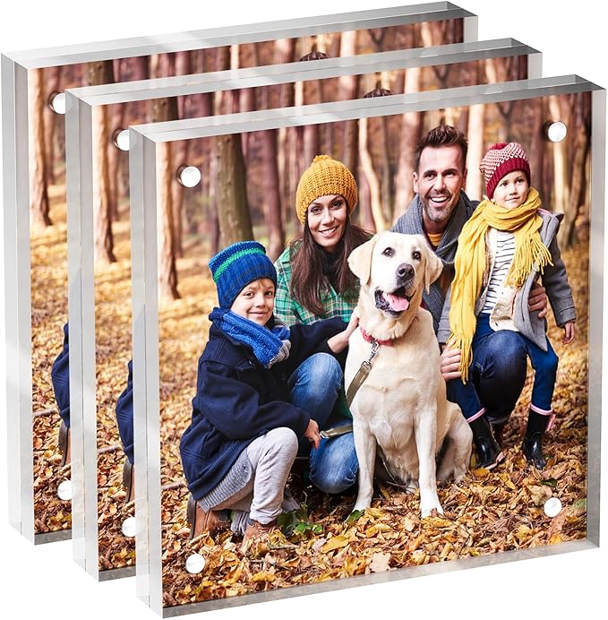 4x4 Acrylic Picture Frame 3 Pack, Desktop Display Decor Gift by Neatsure