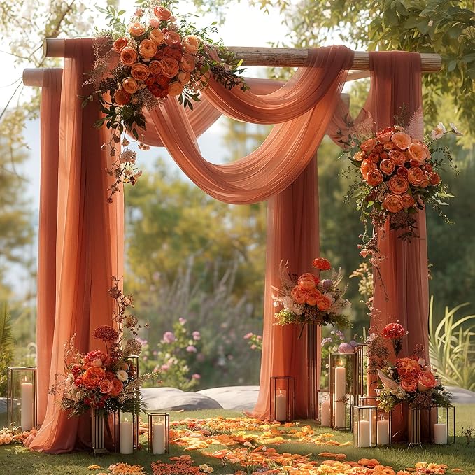 Terracotta Wedding Arch Draping Fabric 1 Panel 30'' x 20FT Terracotta Drapes - Image 5