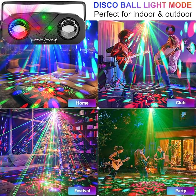 Disco Ball Light, Party Disco Dj Strobe Ocean Star Projector Dance Light Sound - Image 6