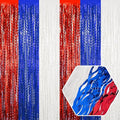 4 Pack White Blue Red Wave Foil Fringe Curtain Backdrop, 3.28Ft x 8.2Ft by Ferwzsr