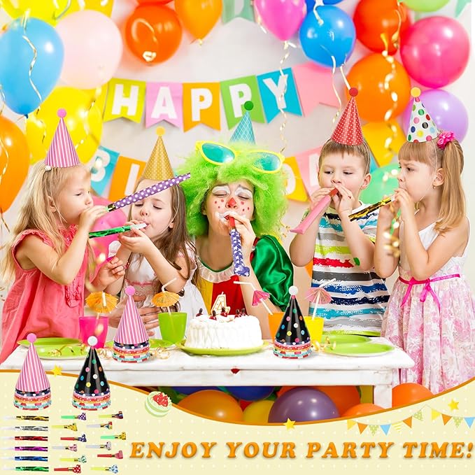 116 PCS Birthday Party Cone Hats Assorted Colors Cone Paper Hat - Image 4