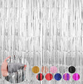 2 Pack Silver Foil Fringe Curtains Streamers Party Decorations 3.3 x 8.2 ft by Profasion