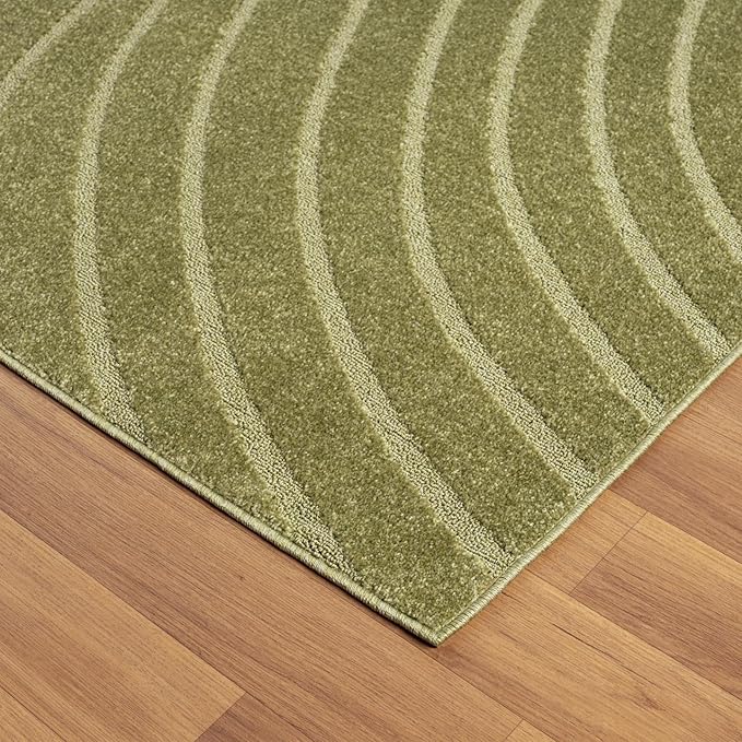 LUXE WEAVERS Modern Geometric Wave Green 9x12 Area Rug, Contemporary Stain - Image 4