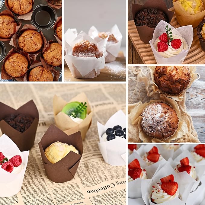 Tulip Cupcake Liners for Baking 200 Cups, Unbleached Parchment paper Muffin - Image 6