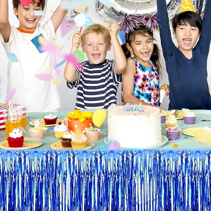4P Metallic Foil Fringe Tinsel Table Skirts - Image 5