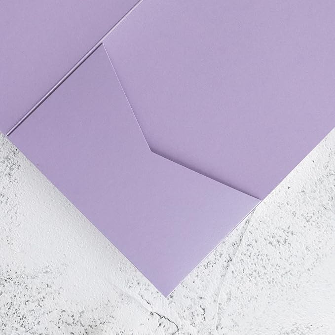 20 PCS Lilac Tri-fold Laser Cut Wedding Invitation Pockets - Image 6