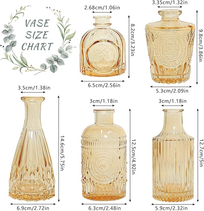 Glass Bud Vase Set of 5, Mini Vintage Vase - Image 2