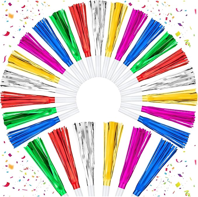 36 Pcs Noise Makers Birthday Blowers Glitter Metallic Fringed Party Blow Horns by Unknown