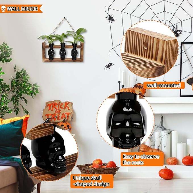 Plant Terrarium Propagation Stations Hydroponics Halloween Skull Planter Vase - Image 2