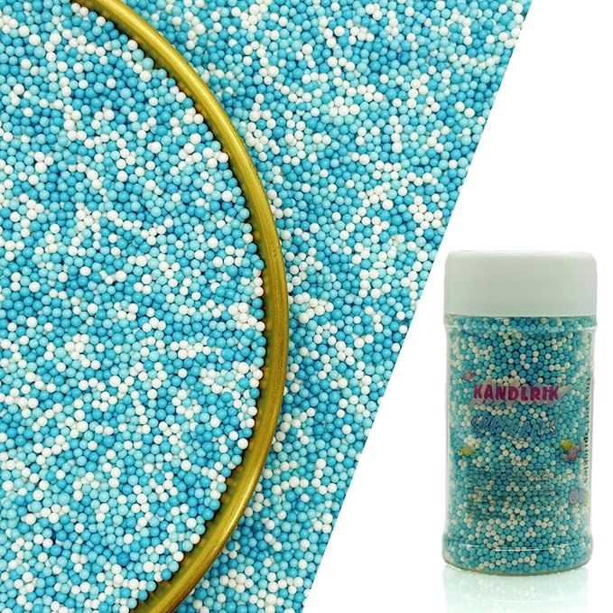 Edible Blue Series & White Sprinkles Candy 2mm Mini Pearls Cake Decorations by KandlrikMagicSprinkles