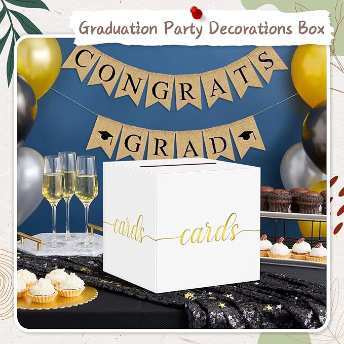 QIKSION White Wedding Card Box, Wedding Reception, Graduation, Baby Shower - Image 5