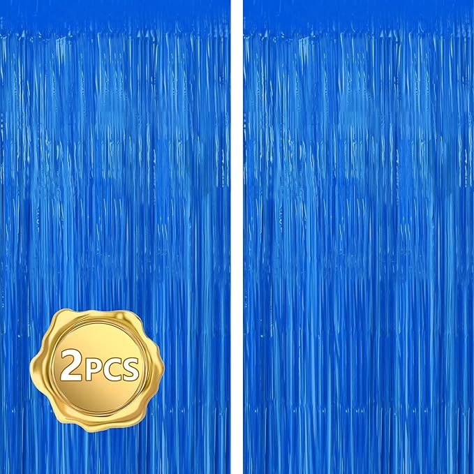 BEISHIDA 2Pcs Dark Blue Door Streamer Fluorescent Blue Backdrop Blue Foil by Beishida
