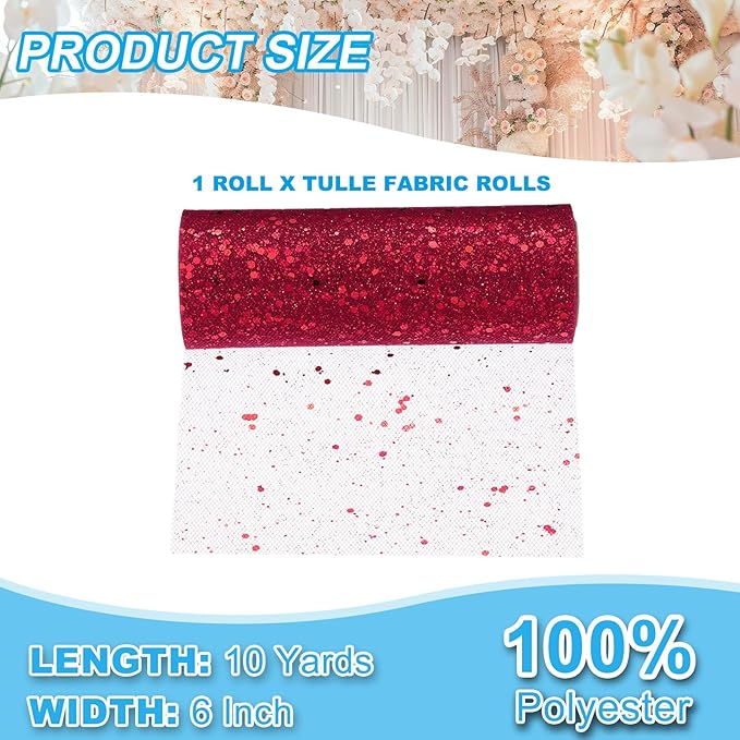 PATIKIL Tulle Fabric Rolls, 6 Inch by 10 Yards Fabric Spool Tulle Sparkling - Image 2
