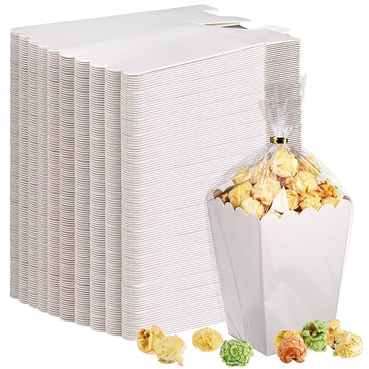 Zopeal 200 Pcs Mini Popcorn Boxes and Clear Treat Bag Set, Bulk Popcorn Bags by Zopeal