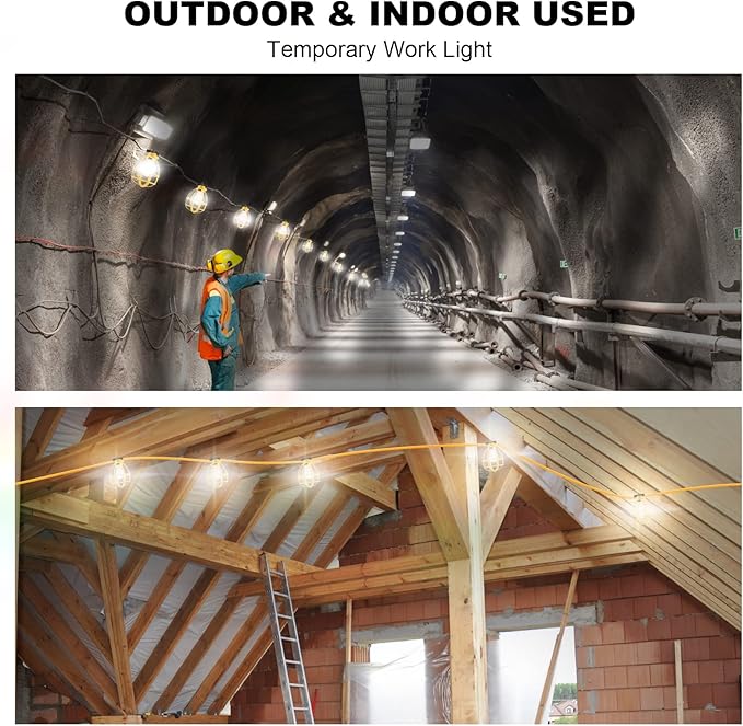 50FT Construction String Lights, 50W 5 Bulbs Work Lights - Image 6