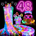 48 PCS Glow in The Dark Party Supplies, Light Up LED Pop Tubes, Glow Sticks by AIRNEY