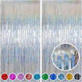 Melsan Foil Curtain, 2 Pack 3.2 ft x 8.2 ft Silver Tinsel Foil Fringe Curtains by Melsan