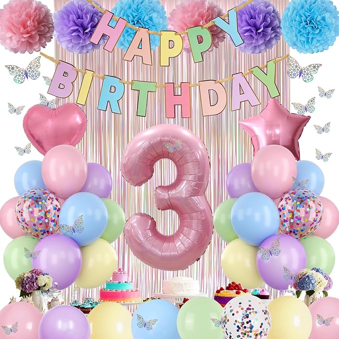 Pastel 3rd Birthday Party Decorations - Image 5