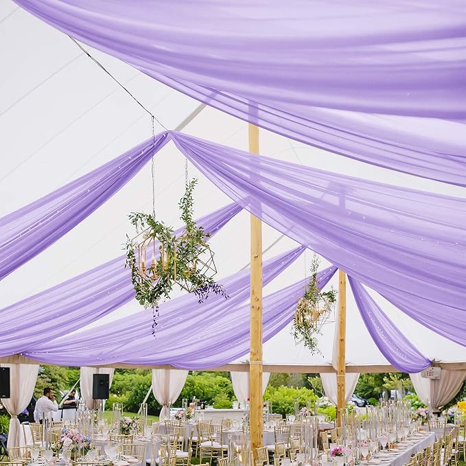 6 Panels Lavender Ceiling Drapes by REWOMC
