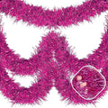 25 Feet Fuchsia Christmas Tinsel Garland, Metallic Foil Twist Garland Wall by AIKENLIN