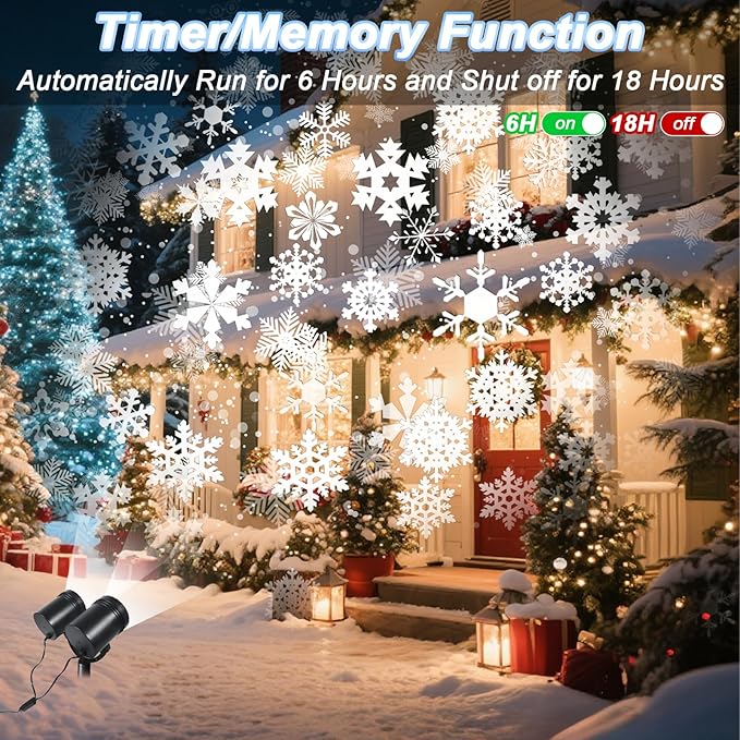 Snowflake Projector Christmas Lights Outdoor, Timer Double Head Projector - Image 5