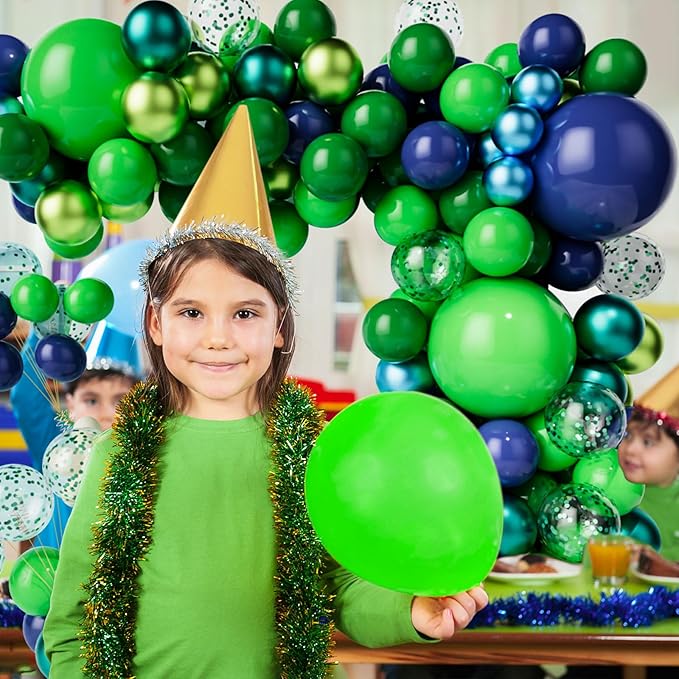 Green Dark Blue Balloon Garland Arch Kit, Dark Blue and Green Latex Balloons - Image 7