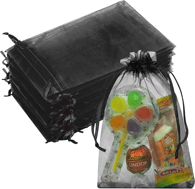50 Pcs Organza Bags 4x6 Inch, Small Mesh Bags Drawstring Candy Bag by CRWEETY