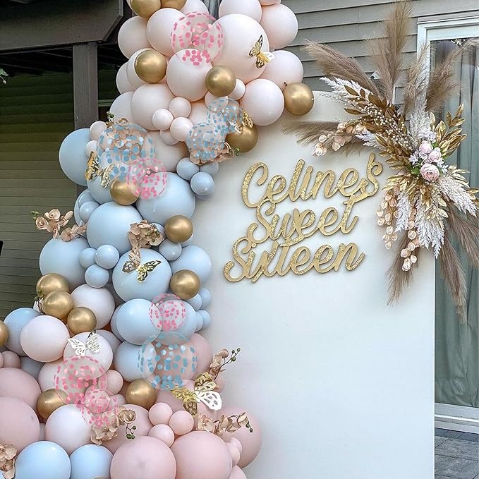 Gender Reveal Balloons, 12 Inches Pink And Blue Confetti Balloons - Image 5