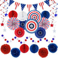 24PCS Patriotic Decorations 4th of July Decorations Set Red White Blue Hanging by YIOTJUNL