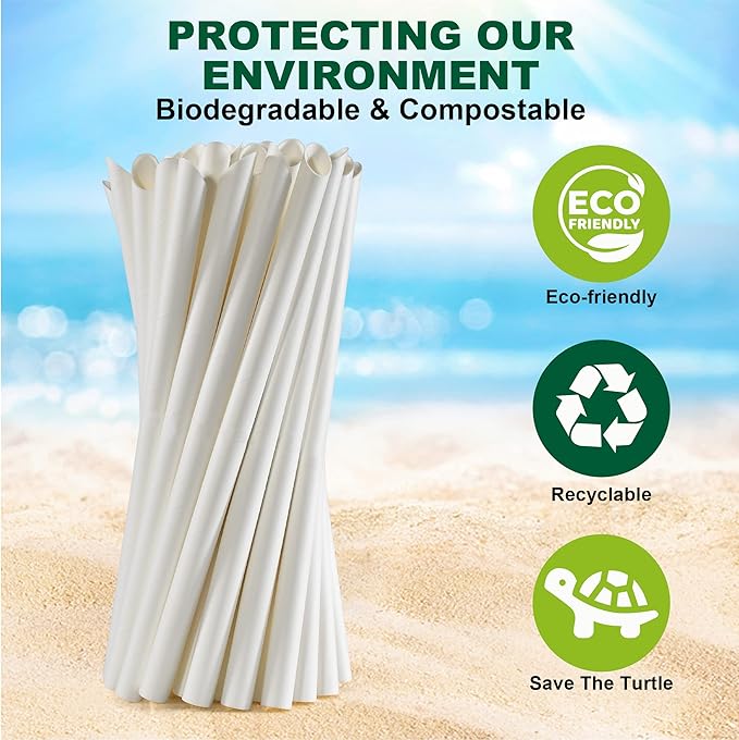 9 Inch Individually Wrapped Disposable White Paper Boba Straws, Bubble Tea - Image 6