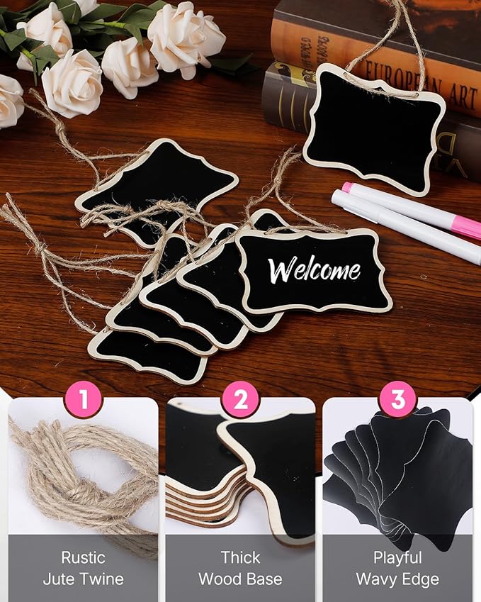 Uniclife 24 Pack Mini Chalkboard Signs - Image 3
