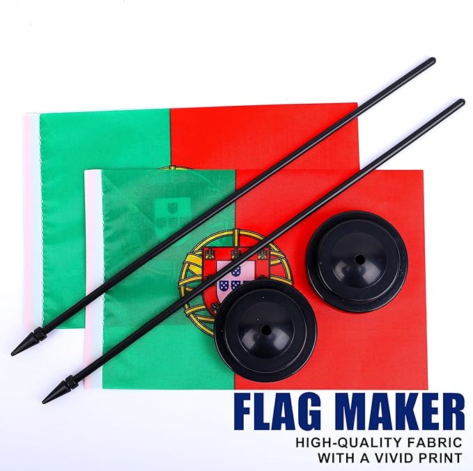Portugal Desk Flag 12" Solid Pole Deluxe Set Portuguese Flags Banner Mini Small - Image 5