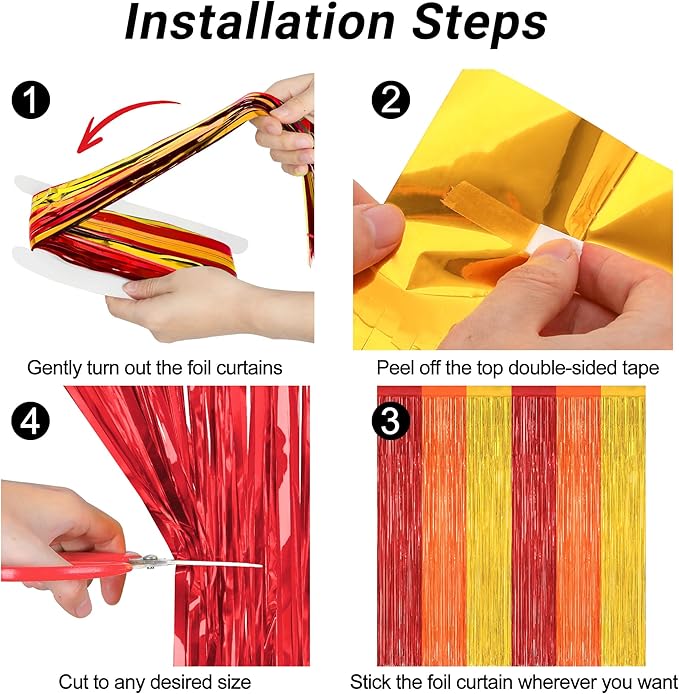 2 Pack Thanksgiving Backdrop, 3.28 FT x 7.05 FT Red Orange Gold Party Streamer - Image 3