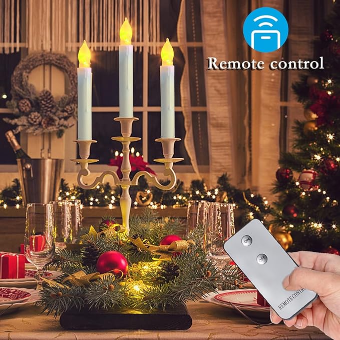 Amagic 12pcs Batteries Operated Taper Candles - Image 3