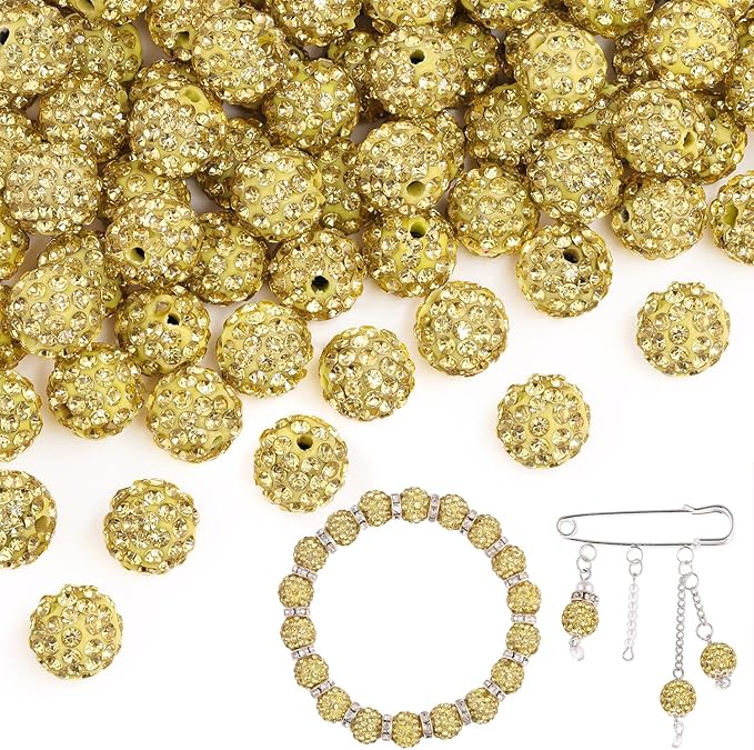 200pcs 10mm Light Yellow Rhinestone Beads by TINKRSTUFF