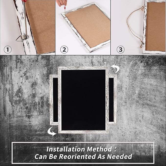 Chalkboard 12x16 inches, 3 Pack Non-Magnetic Blackboard, Rustic White Wooden - Image 5