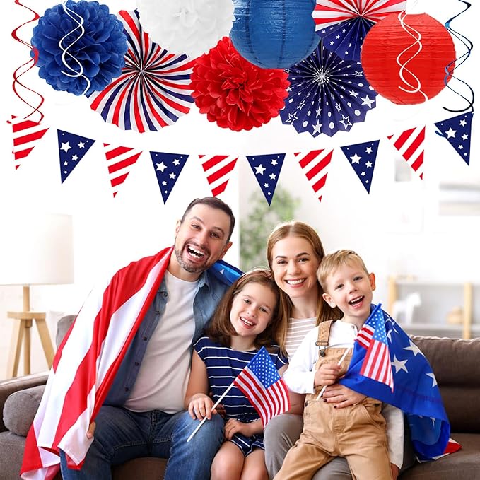 Red-White Blue Memorial-Day Patriotic Decorations - Image 4