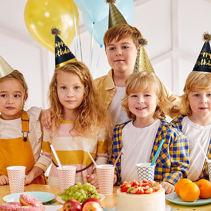 48 Pcs Gold Birthday Party Hats Gold Cone Hats Includes 16 Birthday Paper Hats - Image 3