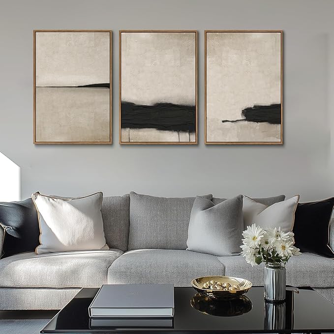 myusuar 3 Piece Large Modern Abstract Canvas Framed Wall Art - Image 2