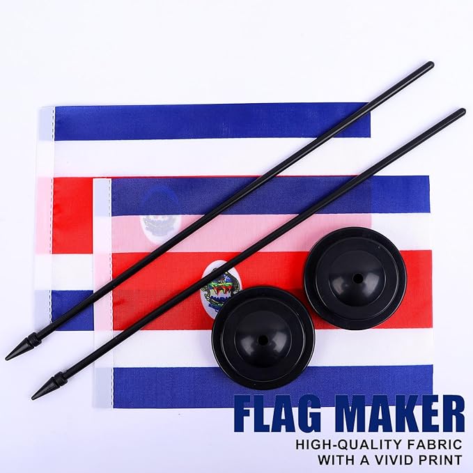 Costa Rica Desk Flag 12" Solid Pole Deluxe Set Costa Rican Flags Banner Mini - Image 5